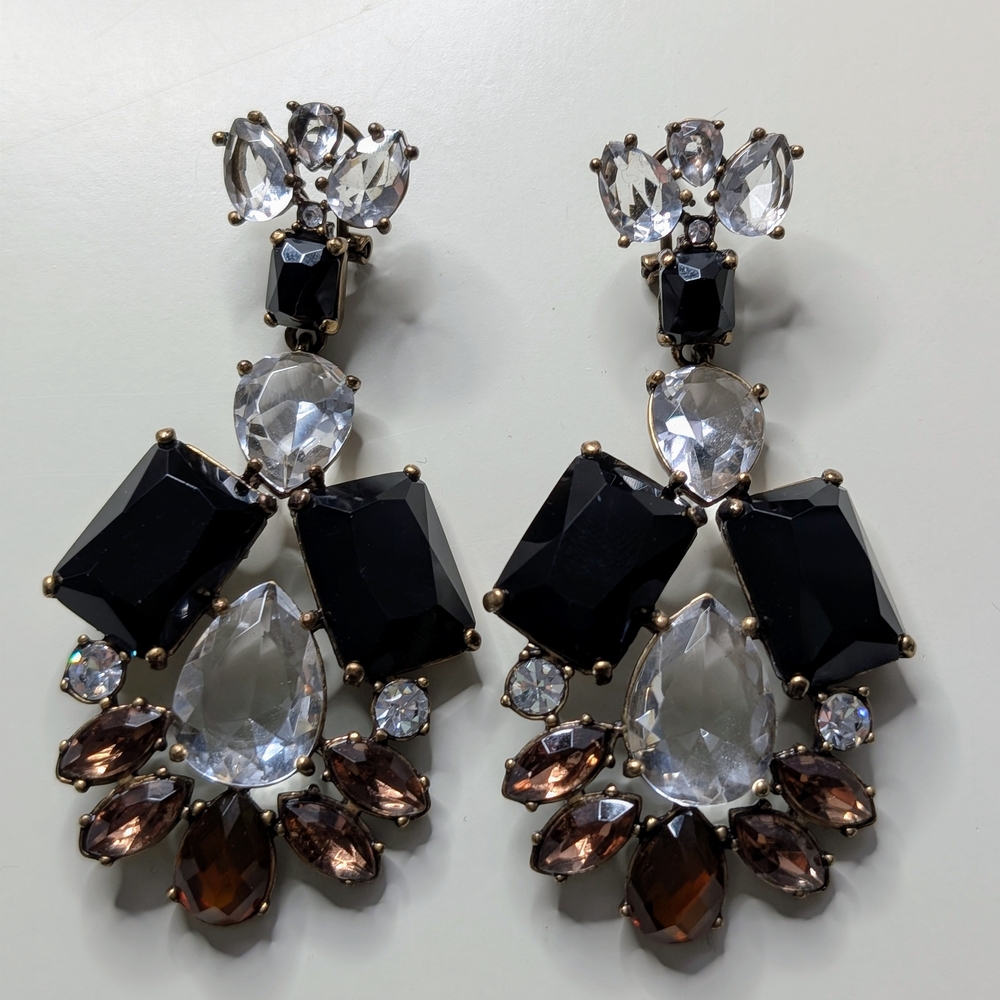 J. Crew Black and Silver Chandelier Earrings